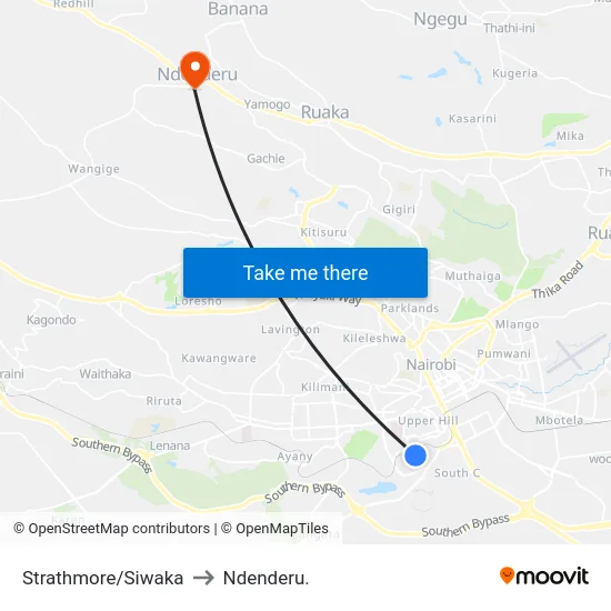 Strathmore/Siwaka to Ndenderu. map