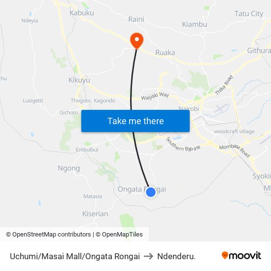 Uchumi/Masai Mall/Ongata Rongai to Ndenderu. map