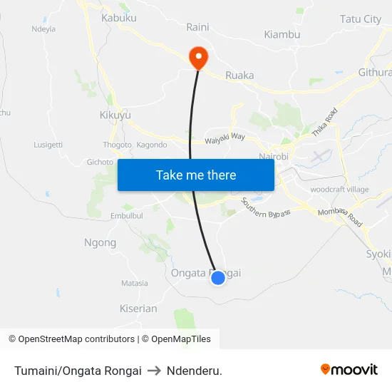 Tumaini/Ongata Rongai to Ndenderu. map