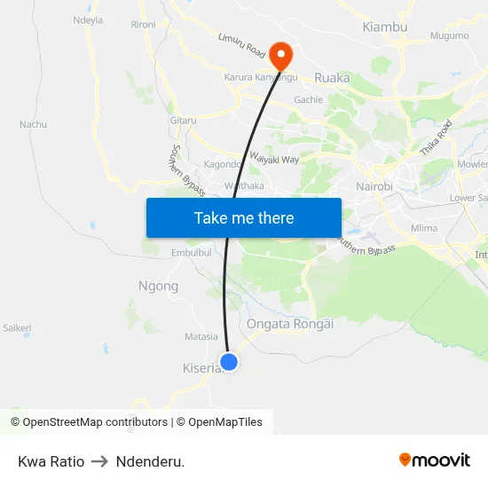 Kwa Ratio to Ndenderu. map