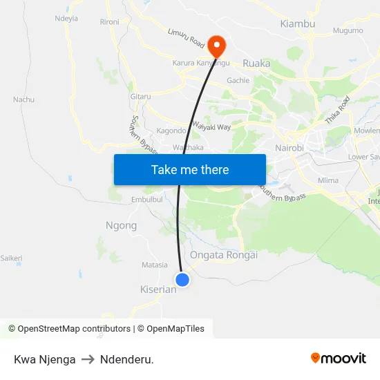 Kwa Njenga to Ndenderu. map