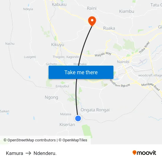 Kamura to Ndenderu. map
