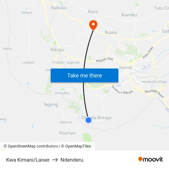 Kwa Kimani/Laiser to Ndenderu. map
