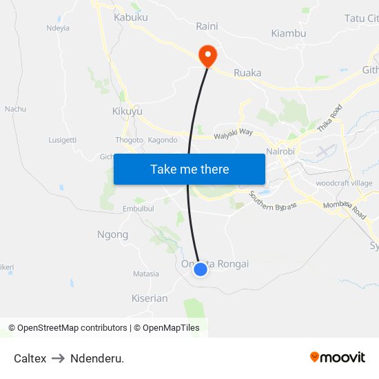 Caltex to Ndenderu. map