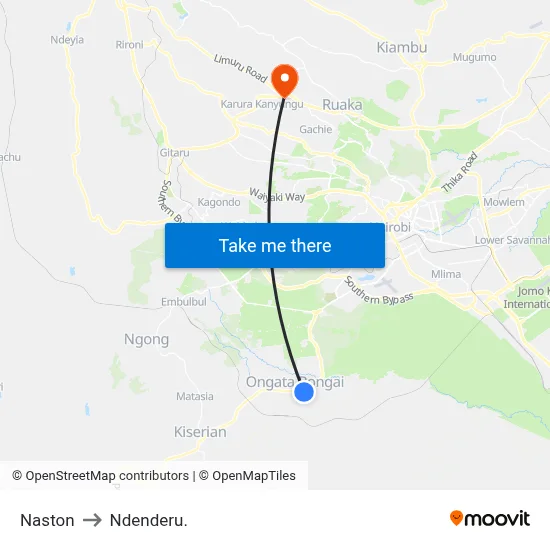 Naston to Ndenderu. map