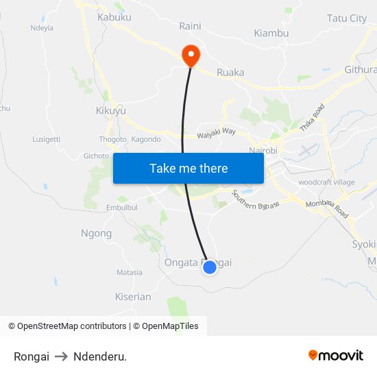 Rongai to Ndenderu. map