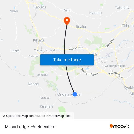 Masai Lodge to Ndenderu. map