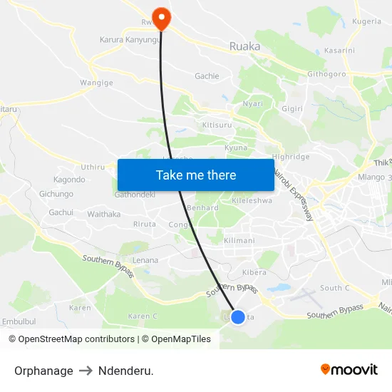 Orphanage to Ndenderu. map