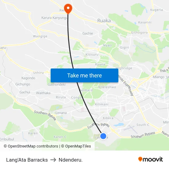 Lang'Ata Barracks to Ndenderu. map