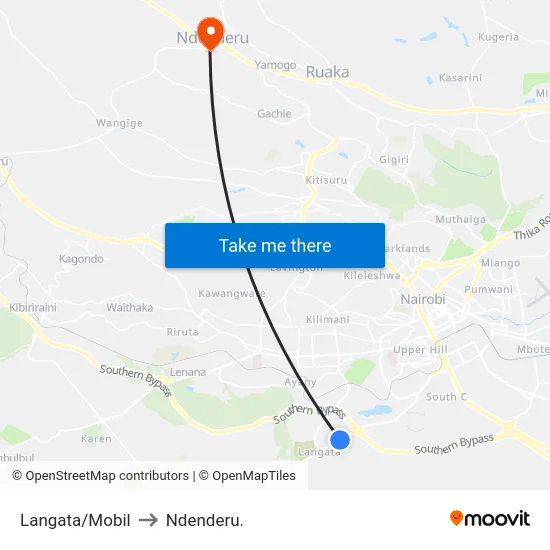 Langata/Mobil to Ndenderu. map