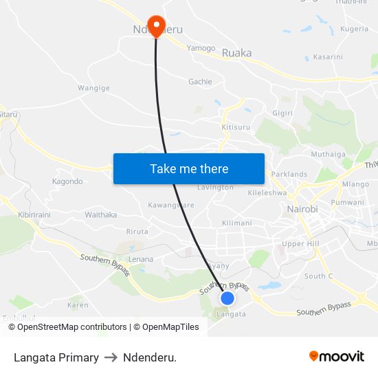 Langata Primary to Ndenderu. map