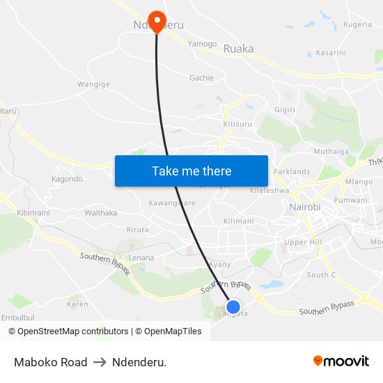 Maboko Road to Ndenderu. map