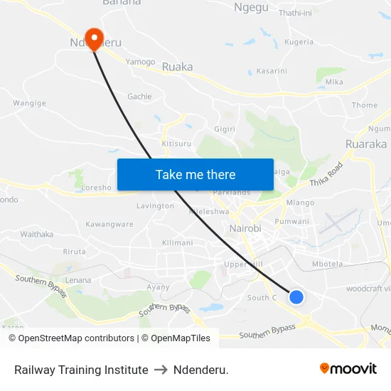 Railway Training Institute to Ndenderu. map