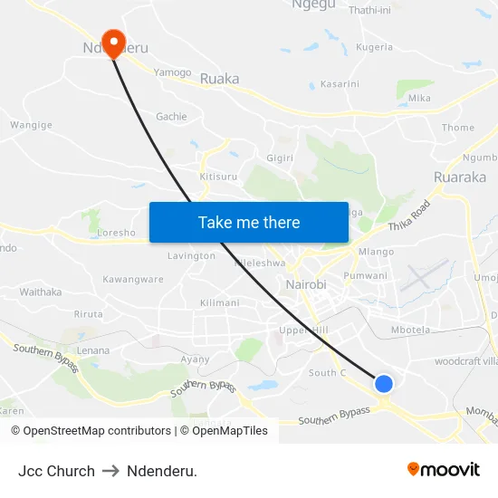 Jcc Church to Ndenderu. map