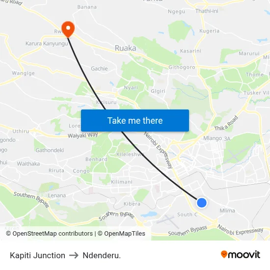 Kapiti Junction to Ndenderu. map