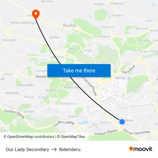 Our Lady Secondary to Ndenderu. map