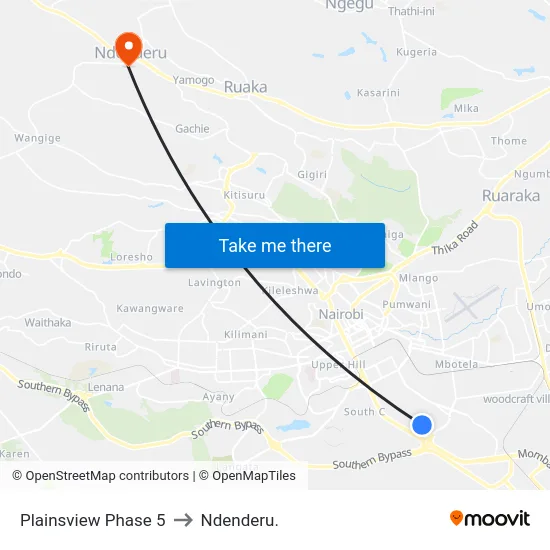 Plainsview Phase 5 to Ndenderu. map