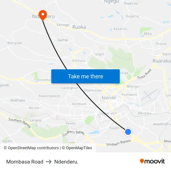 Mombasa Road to Ndenderu. map