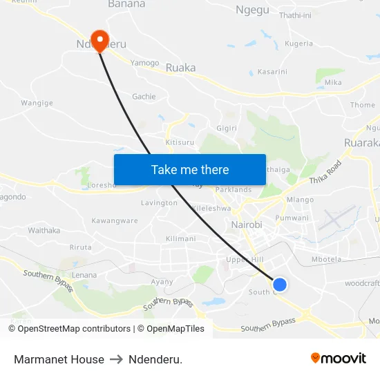 Marmanet House to Ndenderu. map