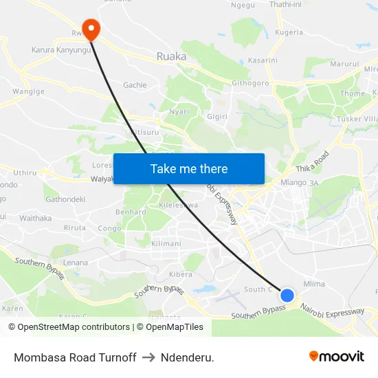 Mombasa Road Turnoff to Ndenderu. map