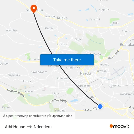 Athi House to Ndenderu. map
