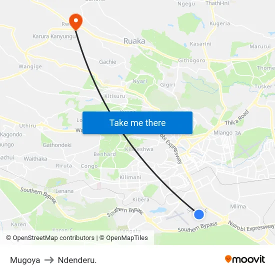 Mugoya to Ndenderu. map