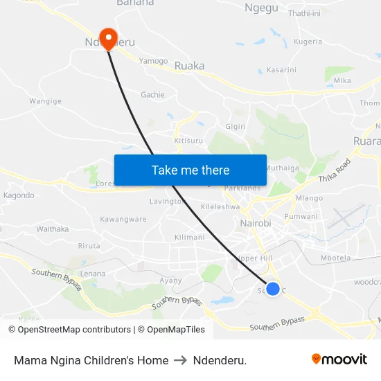 Mama Ngina Children's Home to Ndenderu. map