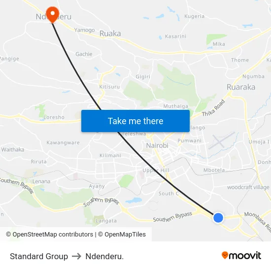 Standard Group to Ndenderu. map