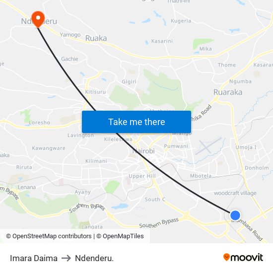 Imara Daima to Ndenderu. map