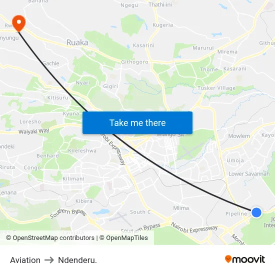 Aviation to Ndenderu. map