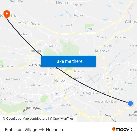 Embakasi Village to Ndenderu. map