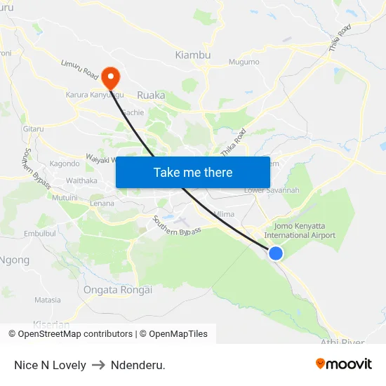 Nice N Lovely to Ndenderu. map