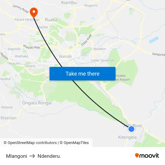 Mlangoni to Ndenderu. map