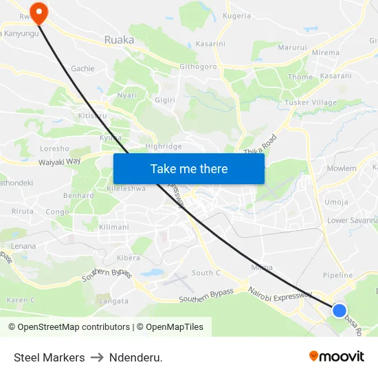 Steel Markers to Ndenderu. map