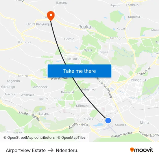 Airportview Estate to Ndenderu. map