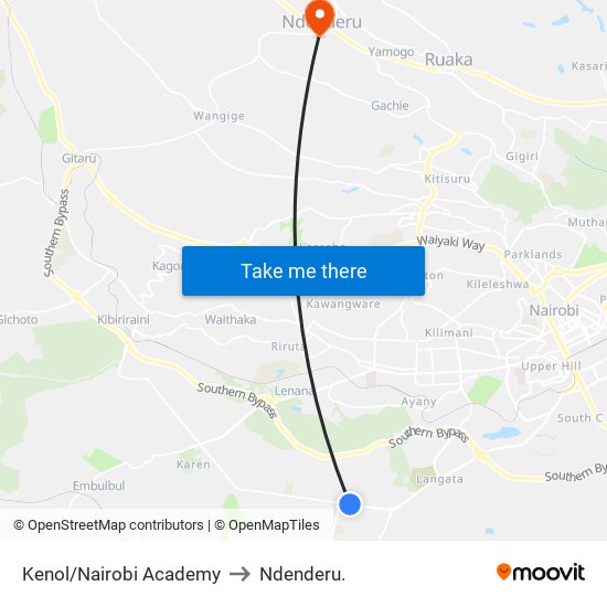 Kenol/Nairobi Academy to Ndenderu. map