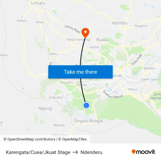 Karengata/Cuea/Jkuat Stage to Ndenderu. map