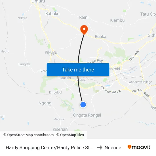 Hardy Shopping Centre/Hardy Police Station to Ndenderu. map