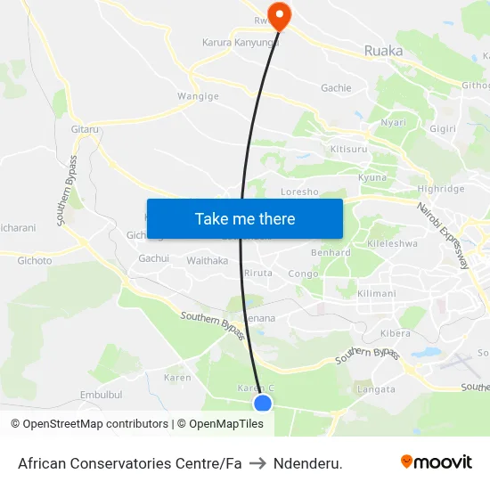 African Conservatories Centre/Fa to Ndenderu. map