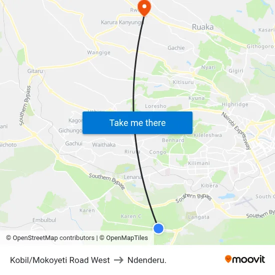 Kobil/Mokoyeti Road West to Ndenderu. map