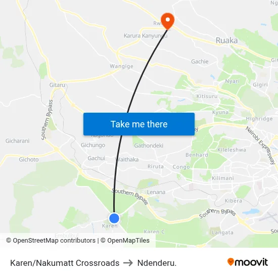 Karen/Nakumatt Crossroads to Ndenderu. map