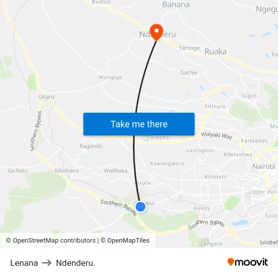 Lenana to Ndenderu. map