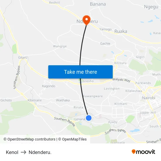 Kenol to Ndenderu. map