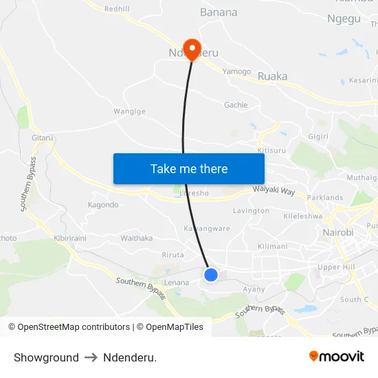 Showground to Ndenderu. map