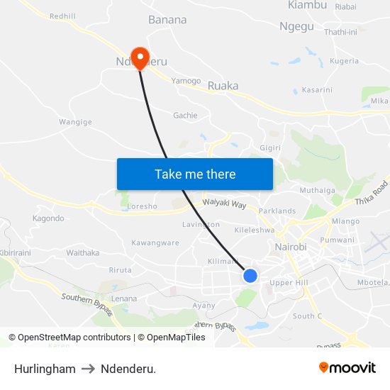 Hurlingham to Ndenderu. map