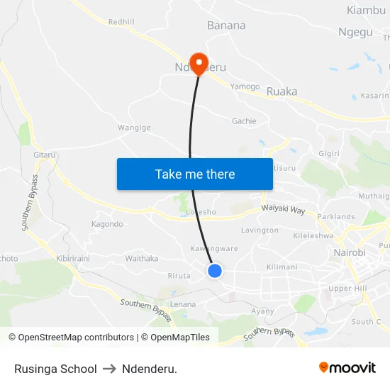 Rusinga School to Ndenderu. map