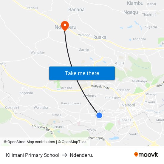 Kilimani Primary School to Ndenderu. map