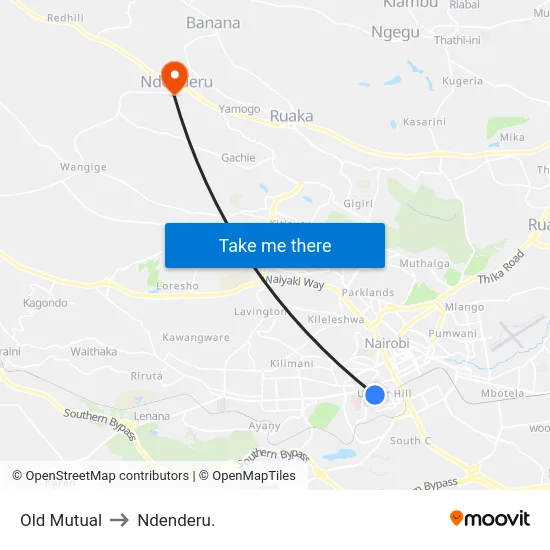 Old Mutual to Ndenderu. map