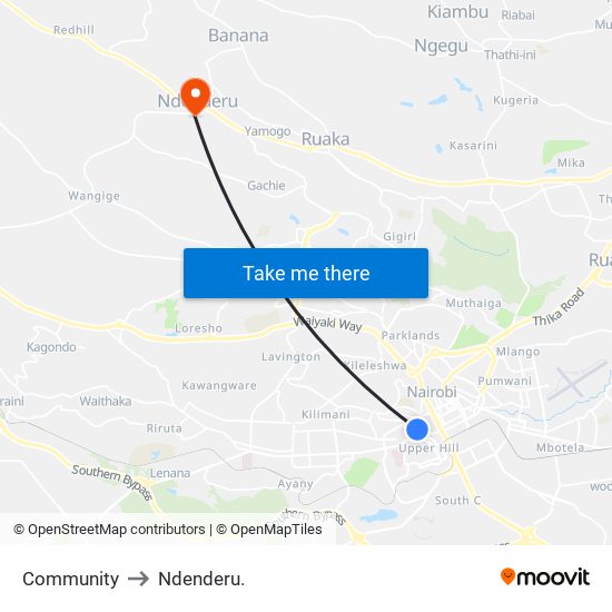Community to Ndenderu. map