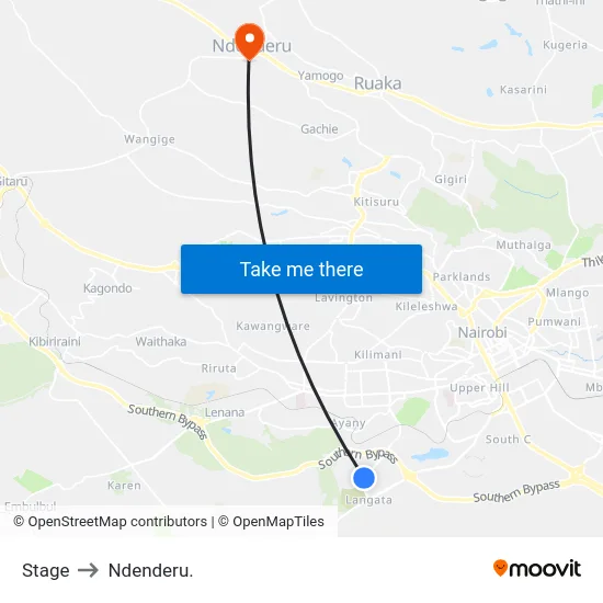 Stage to Ndenderu. map